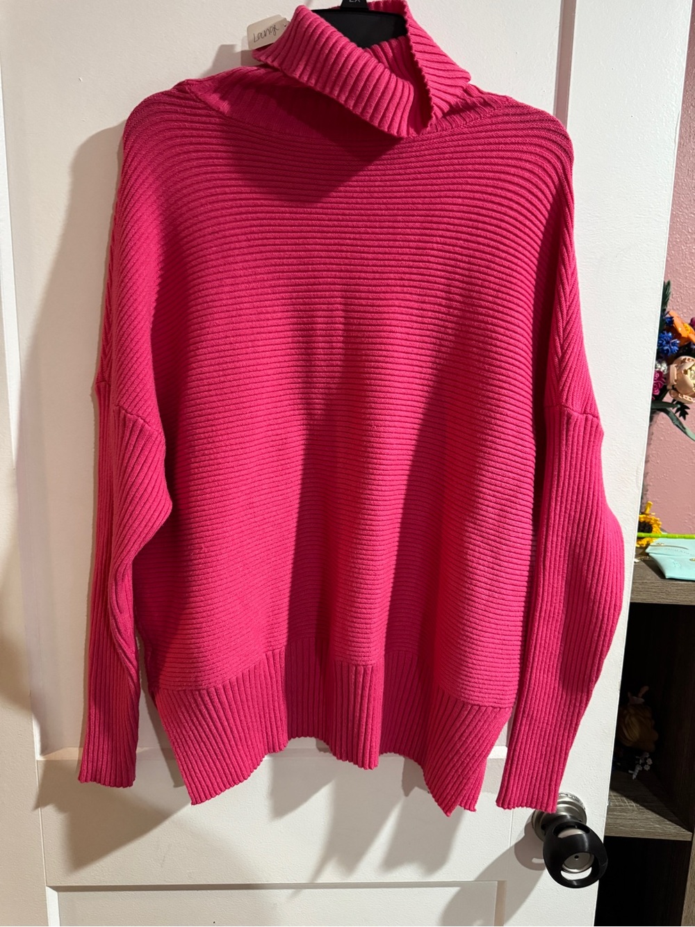 Relaxed Funnel Neck Sweater - Hot Pink